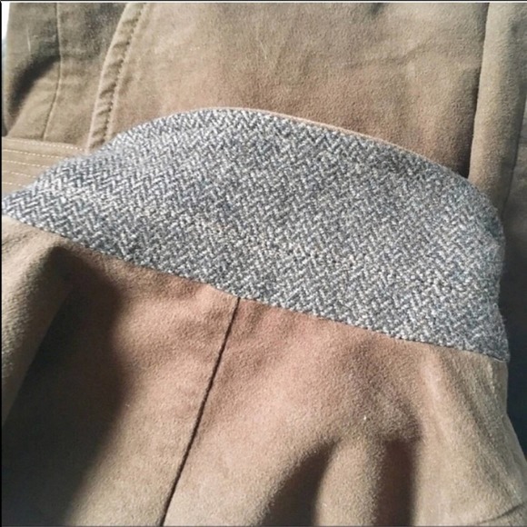J CREW Chocolate Olive Brown Button Down Felt Riding Jacket Blazer S Houndstooth - Picture 5 of 7